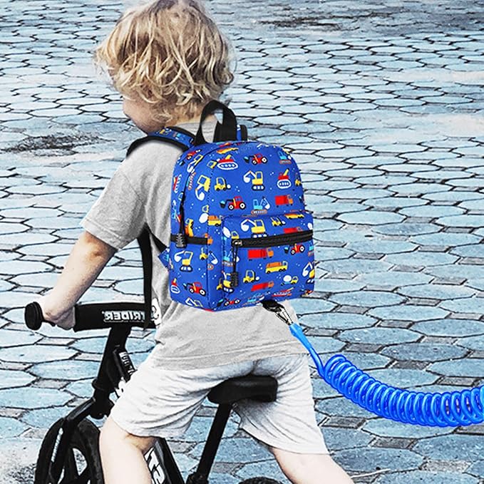 Accmor Toddler Backpack Harness Leash, Mini Baby Walking Backpacks with Anti Lost Wrist Link, Cute Truck Kids Back Pack Harnesses Leashes Tether for 1-3 Yeas Boys Outdoor Travel