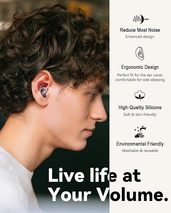 Ear Plugs for Sleeping - Noise Reduction Soft Silicone Earplugs, 2 Pairs Reusable Hearing Protection Earplugs for Noise Sensitivity, Sleep,Snore,Travel,Sound Reduction Noise Cancelling - Dusty Pink