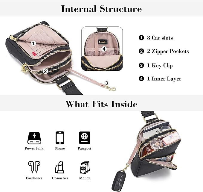 INICAT RFID Blocking Sling Bag Anti Theft Crossbody Bags Women Valentine's Day Gifts Travel Purses Vegan Leather
