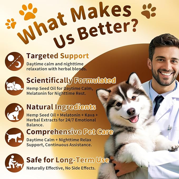Dog Calming & Melatonin Drops, Day & Night Calm Support Set, Anxiety & Stress Support Calming Treat, Enhance Calmness & Sleep for Separation, Travel, Fireworks & Thunder, Bacon Flavor, 2 FL.Oz