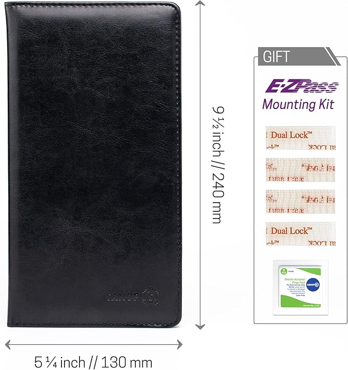 CANOPUS Car Registration and Insurance Holder, PU Leather Card Holder, Vehicle Glove Box Organizer for Auto, SUV, Truck, Black