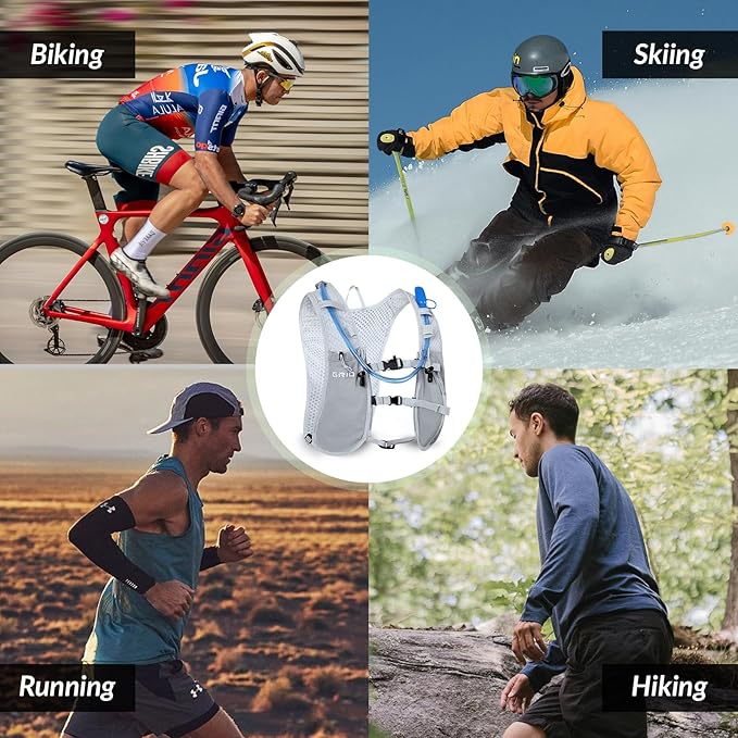 Running Vest for Women Men, Adjustable Chest Straps Running Hydration Vest with 1.5L Water Bladder, Lightweight Breathable Reflective Hydration Pack for Marathon, Trail, Hiking, Cycling