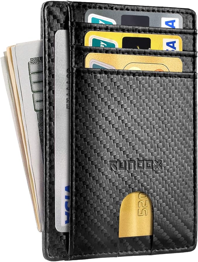 RUNBOX Slim ID Cases Minimalist Front Pocket RFID Blocking Leather Wallets for Men and Women Card Holder Wallets Gifts for men