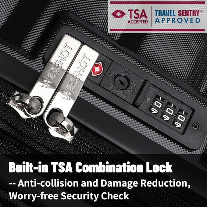 Lightweight Luggage with Spinner Wheels & YKK Zipper, Hard Shell 3-Piece Suitcase ABS+PC Hardside Luggage Set with TSA Lock for Men Travel, Black (20+24+28 inch)