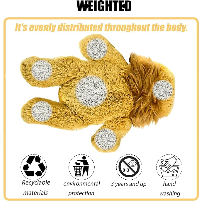 16" | 2 Pounds Yellow Lion Weighted Stuffed Animals,Sensory Comfort Plush Throw Pillow Toy,Kawaii Plushies Hugging Toy Gifts for Kids & Adults (Lion, 16 inch 2 Pounds)