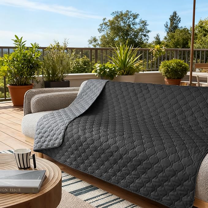 gogobunny 100% Double Sided Waterproof Dog Blanket Soft Pet Bed Cover Reversible Protect Furniture Couch Sofa Car for Puppy Large Dog Cat (Dark Charcoal/Light Charcoal, 82x102 Inch (Pack of 1))