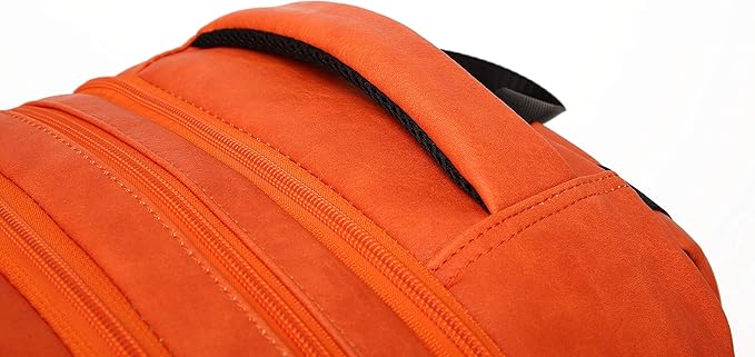 Sole Premise Leather Bag for Multi-functional Travel Carry-on with Shoe, Laptop and Clothes Compartments for Men & Women (Orange)