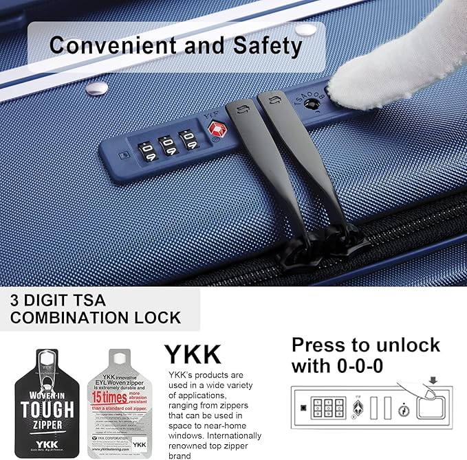 MILADA Carry On Luggage 22x14x9 Airline Approved Spinner Wheels TSA Luggage 20 Inch Hard Shell Suitcases Front Opening Pocket Rolling Aluminum Frame Travel Luggage,Dark Blue