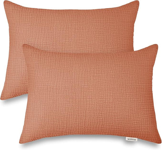 Toddler Pillowcases for 14"x20" Pillow 2 Pack, Muslin Small Toddler Baby Kids Travel Pillow Covers for Boys Girls with Envelope Closure (Brick, 14 x 20 Inch)