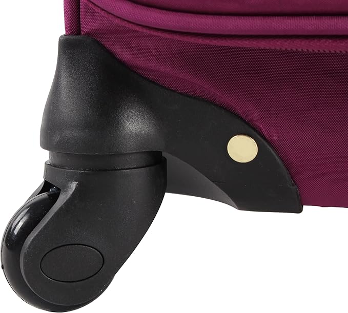 Steve Madden Designer Luggage - Checked Large 28 Inch Softside Suitcase - Expandable for Extra Packing Capacity - Lightweight Bag with Rolling Spinner Wheels (Peek-A-Boo Purple)