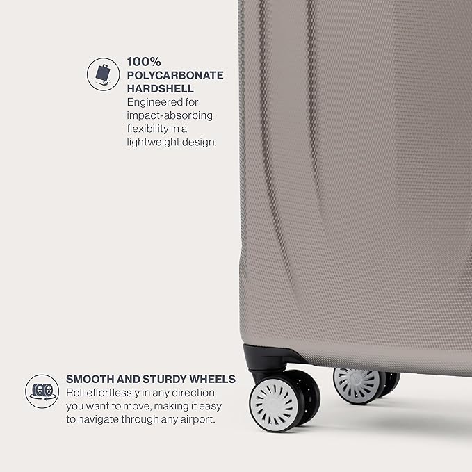 Travelpro Pathways 3 Hardside Expandable Luggage, 8 Spinner Wheels, Lightweight Hard Shell Suitcase, Checked Medium 25 Inch, Champagne