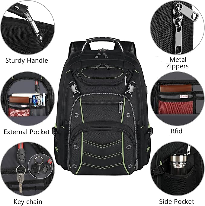 VECKUSON 18.4 Inch Laptop Backpack for Men and Women, 55L Extra Large Gaming Laptops Backpack with USB Charger Port, TSA Friendly Flight Approved and RFID Anti-Theft Pocket