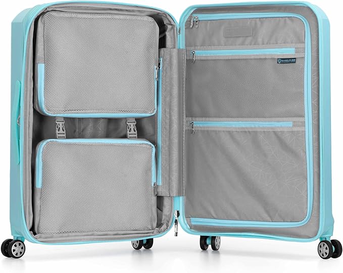 Traveler's Choice Pagosa Indestructible Hardshell Expandable Spinner Luggage, Baby Blue, 26-Inch Medium