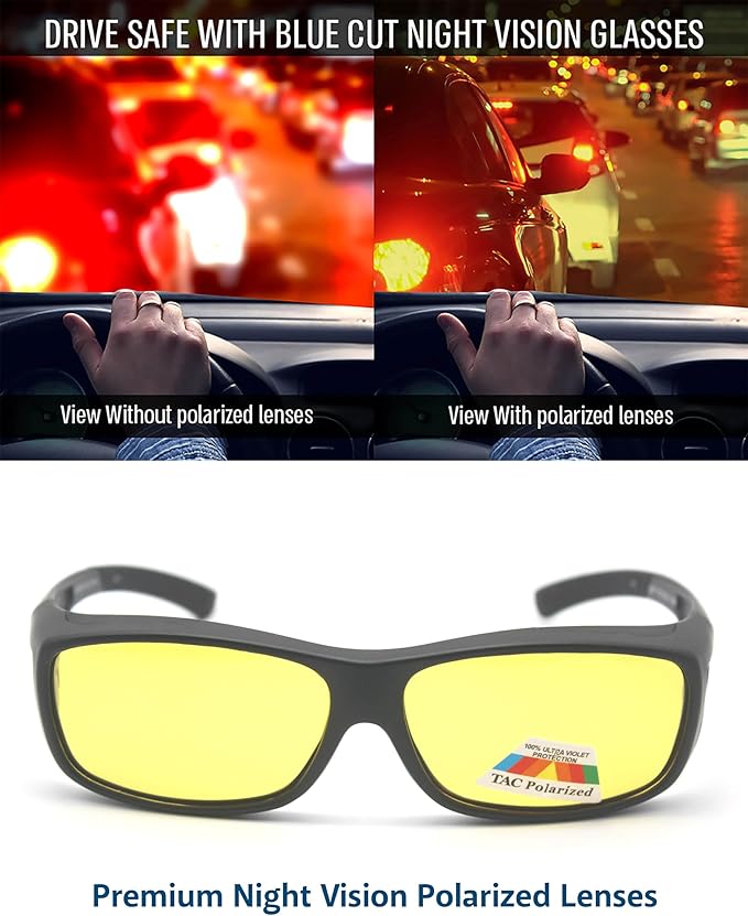 BLUE CUT Fit Over Polarized Sunglasses Solar Shield Sunglasses To Wear Over Glasses