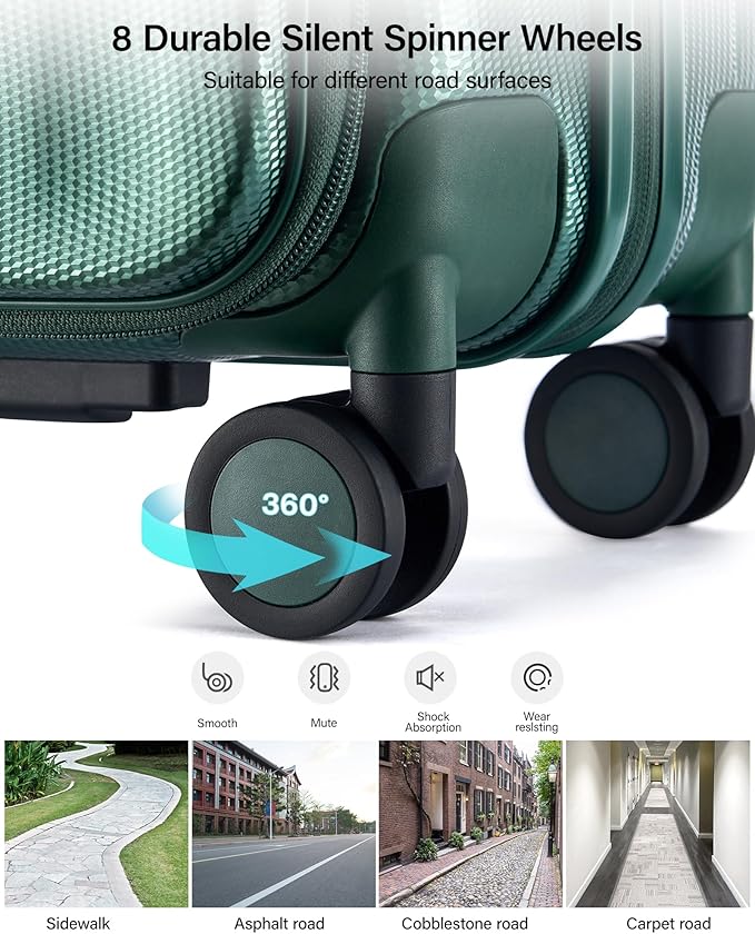 Hanke 26 Inch Expandable Luggage Top Opening Checked Bag Luggage Hard Shell Suitcases with Wheels Lightweight Travel Luggage Heavy Duty Luggage Suitcase with Lock for Woman Men-Blackish Green