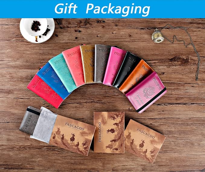 Passport Holder Cover Wallet Travel Essentials RFID Blocking Leather Card Case International Must Haves Travel Accessories for Women Men(113#Claybank)