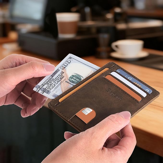 Espera Slim Minimalist Wallet for Men and Women, RFID Blocking Credit Card Holder, Thin Front Pocket Travel ID Case, Gifts for Men
