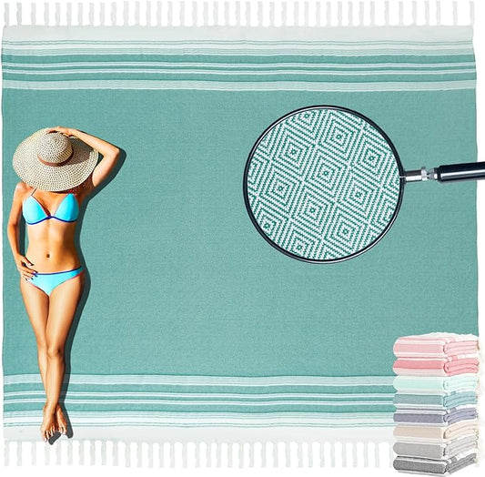 Oversized Turkish Beach Towel Blanket Cotton Giant XL Sandproof Towels Huge Linen XXL Extra Large Big Throw Quilt Blankets for Adults Cloud Travel Camping Glamping Accessories Essentials