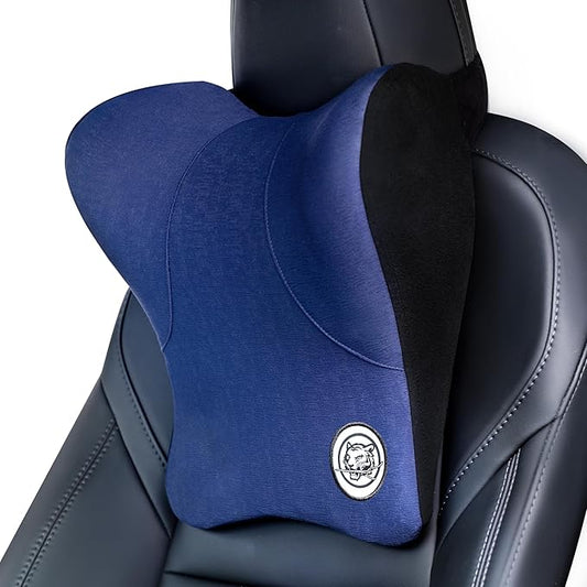 Car Neck Pillow for Driving Seat, Soft Memory Foam Headrest Pillow with Adjustable Strap and Removable Cover, Ergonomic Neck Support for Car, Office Chair, Gaming Chair – Blue