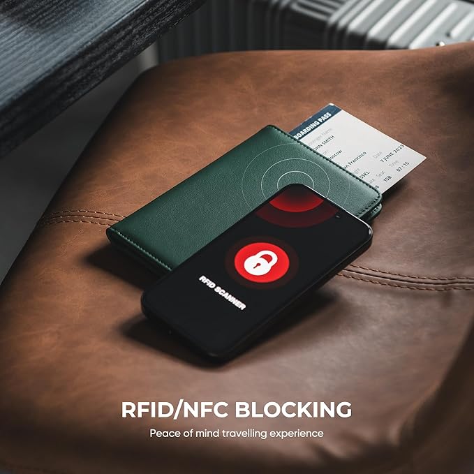 VULKIT Passport Holder with Airtag Slot, Premium Nappa Leather, RFID Blocking Airtag Passport Wallet