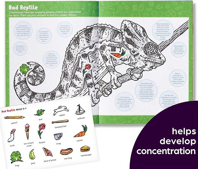 Highlights Hidden Pictures Sticker Challenge Sticker Book Set for Kids Ages 6 and Up, 4-Pack, 64 Pages of Seek and Find Activities, Double as Coloring Books, 440+ Stickers