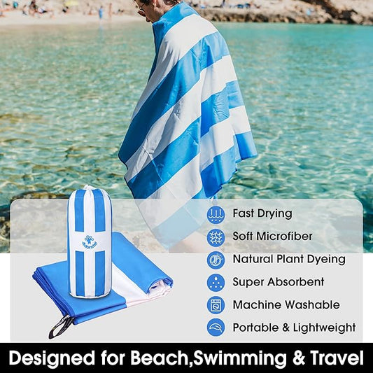 4Monster Microfiber Beach Towel Quick Dry,Super Absorbent Lightweight Travel Towel for Swimmers, Sand Free Camping Towel, Beach Towels for Pool,Swim,Water Sports,Yoga