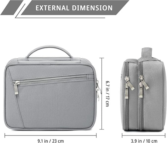 mygreen Electronics Travel Organizer, Watreproof Electronic Accessories Case Portable Double Layer Cable Storage Bag for Cord, Charger, Flash Drive, Phone, Ipad Mini, SD Card, Gifts for Him Grey