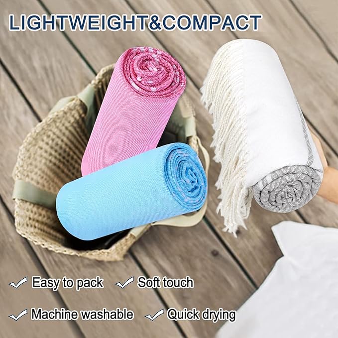 Beach Towel 2 Pack,Sand Free Beach Towels Oversized 39 x 72,Turkish Beach Towel Quick Dry,Lightweight Pool Towels for Adults Diamond Travel Towel,Cool Beach Essentials