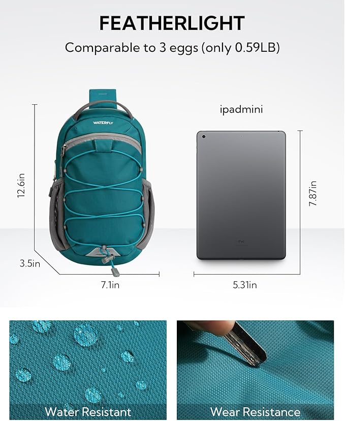 WATERFLY Small Crossbody Sling Bag: RFID Blocking Anti Theft Sling Backpack Chest Bag Travel Hiking Daypack Man Woman