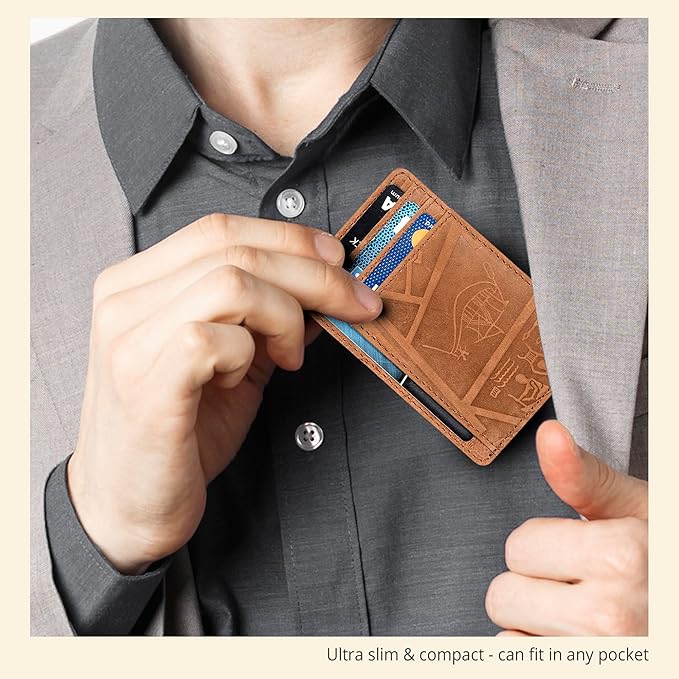 Oak Leathers Leather Slim Minimalist Wallet for Men & Women RFID Front Pocket Leather Card Holder Wallets