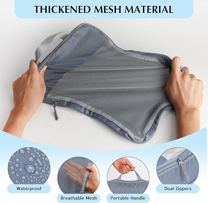 Lightweight Compression Packing Cubes for Suitcases, Compressible Expandable Travel Packing Organizer with Clear Toiletries and Backpack Bag, Travel Essentials for Carry on Luggage 7 Set