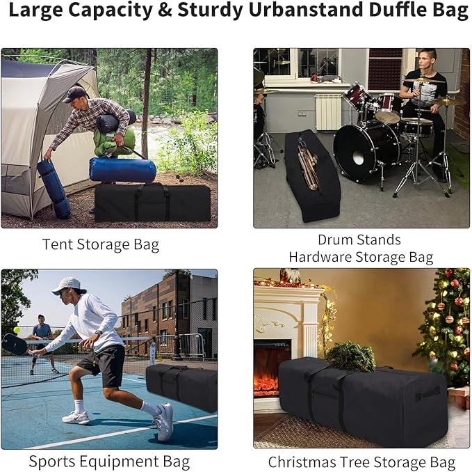 Urbanstand 48 Inch Travel Duffle Bag Extra Large Sport Equipment Duffel Bags with 2-way Lockable Zippers (Black)