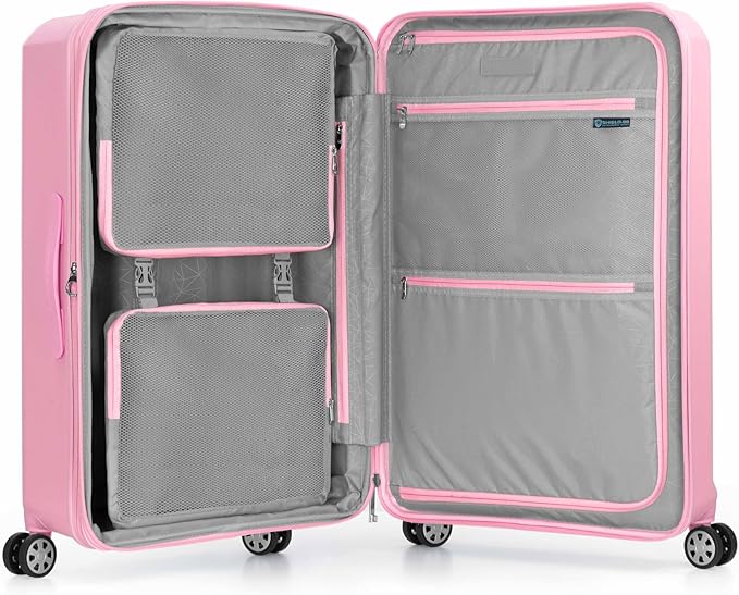 Traveler's Choice Pagosa Indestructible Hardshell Expandable Spinner Luggage, Pink, 30-Inch Large