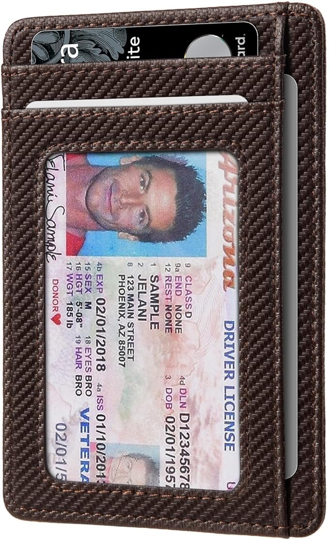 RUNBOX Slim ID Cases Minimalist Front Pocket RFID Blocking Leather Wallets for Men and Women Card Holder Wallets Gifts for men