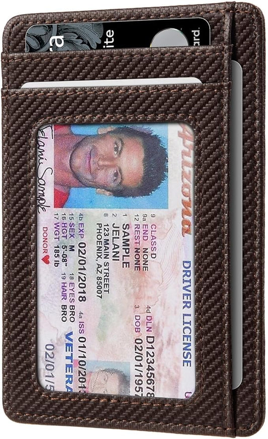 RUNBOX Slim ID Cases Minimalist Front Pocket RFID Blocking Leather Wallets for Men and Women Card Holder Wallets Gifts for men