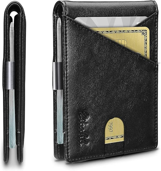 Zitahli Wallet for Men - with Money Clip Slim Leather Slots Credit Card Holder RFID Blocking Bifold Minimalist Wallets with Gift Box
