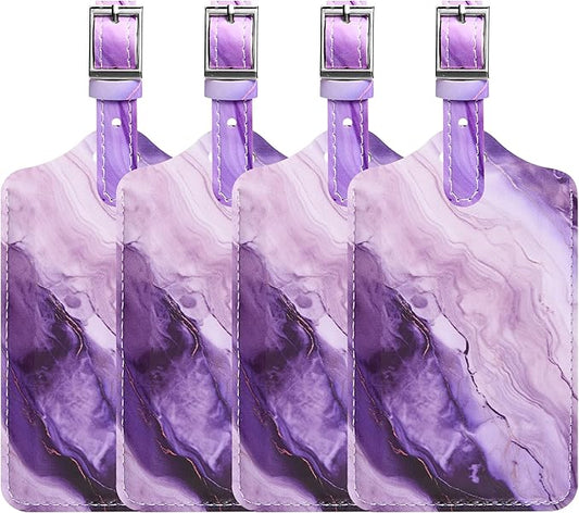 4 Pack Luggage Tag for Suitcases TSA Approved, Leather Suitcase Tags Identifiers, Cute Bag Name Travel Tags ID Labels for Women Men Cruise Airport Luggage Travel Essentials by Sodsay