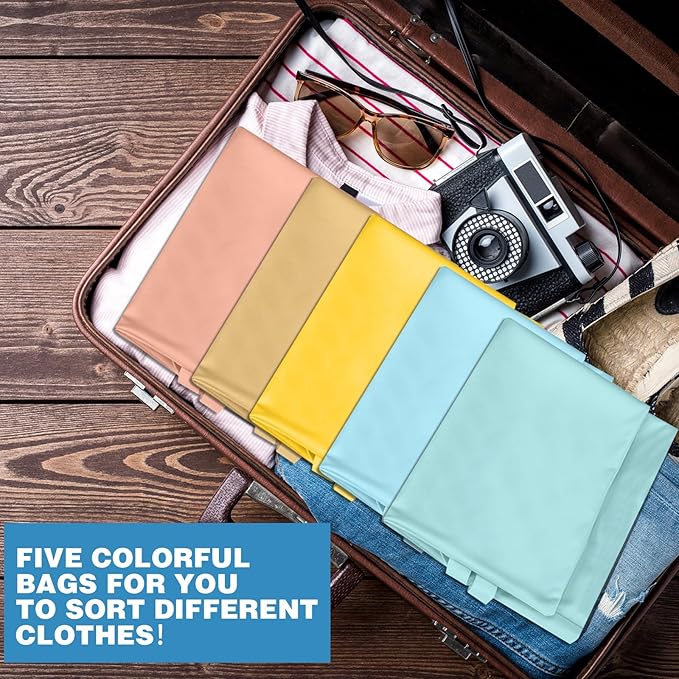 SATINIOR 5 Pcs Large Travel Laundry Bags with Handle Waterproof Washable Dirty Clothes Bags