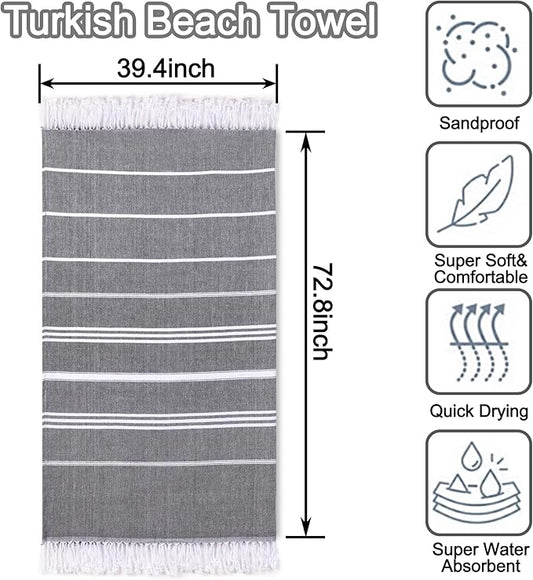 Beach Towel 2 Pack,Sand Free Beach Towels Oversized 39 x 72,Turkish Beach Towel Quick Dry Towel,Lightweight Pool Towels for Adults Travel Towel,Cool Beach Accessories Super Absorbent Towels