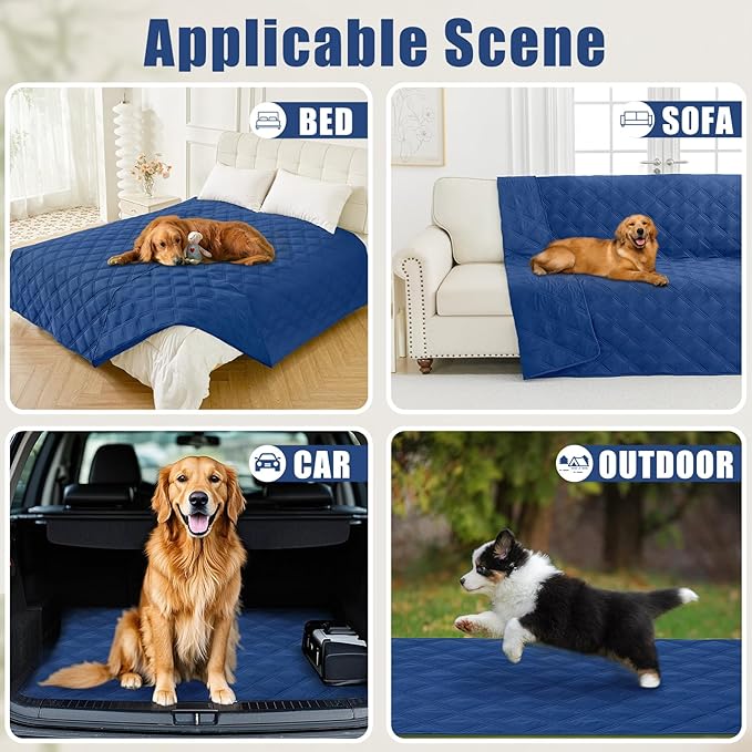 Smiry Waterproof Dog Bed Cover Blanket 52x82, Soft Reversible Pet Blanket, Washable Leakproof Cats Dogs Couch Cover for Sofa, Couch, Furniture, Lattice, Navy/Navy