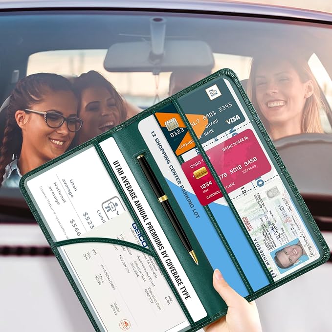 CoBak Car Registration and Insurance Holder - Vehicle Glove Box Car Organizer,Auto Truck Comparment Accessories Case with Magnetic Closure for Driver License,Cards