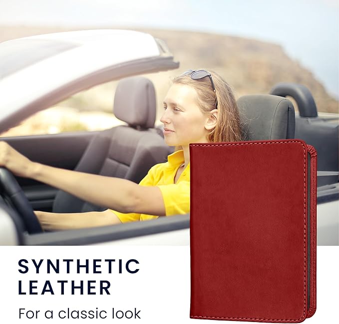 kwmobile Registration and Insurance Holder - Car Document Holder for Vehicle Documents and Cards - PU Leather - Black