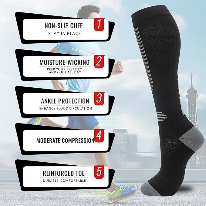 fenglaoda Compression Socks for Women Men 3 Pairs Graduated Compression Support Circulation Socks for Nurses