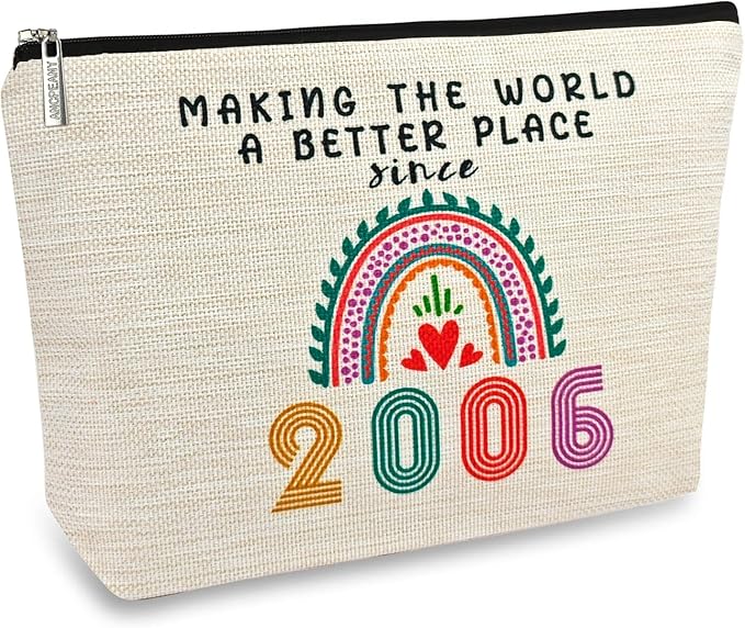 19th Birthday Gifts for Girls Makeup Bags, 2006 Happy 19th Birthday Decorations for Teen Girls, 19 Year Old Girl Birthday Gifts for Daughter, Sister, Granddaughter, Small Cosmetic Travel Pouch