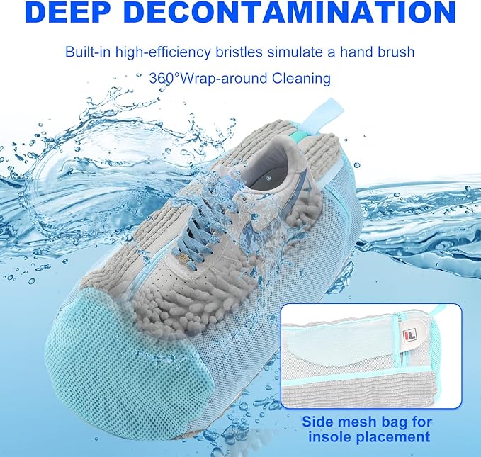 Shoe Washing Bags for Washing Machine – Durable Shoe Washing Machine Bags for All Shoe Types Sizes (Large Grey 2PCS）