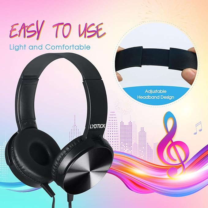 10 Pack Kids Headphones Bulk for School Classroom, Over-Ear Headphones Wired School Supplies for Kids Students Teachers, 3.5mm Jack(Black)