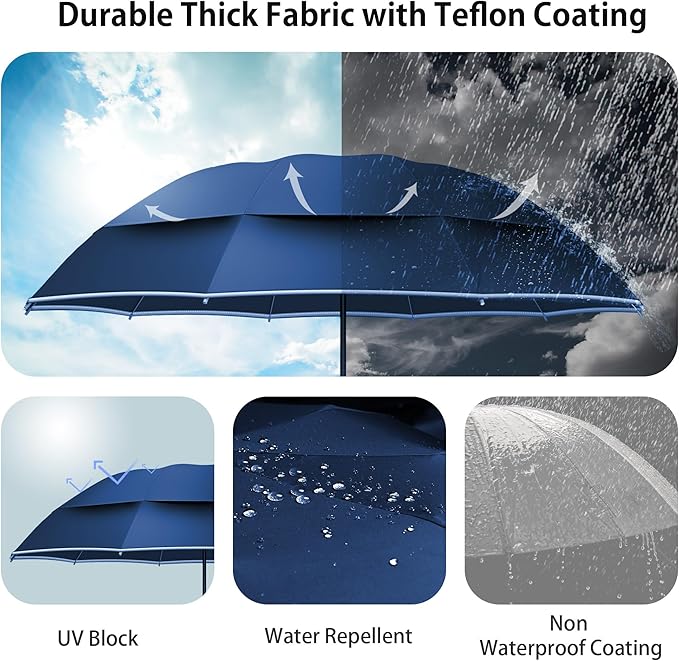 Urvoix Compact Golf Umbrellas Windproof, Travel Umbrella for Rain, 10 Ribs Aluminum Alloy & Fiberglass w/Reflective Stripe, Double Canopy Automatic Anti-bounce Close