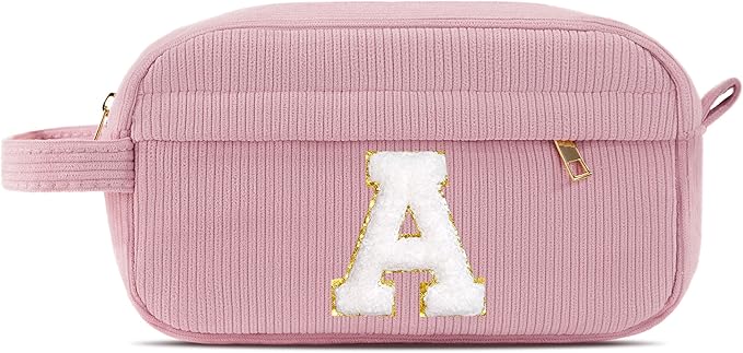Pocmimut Birthday Gifts for Gifts,Personalized Initial Makeup Bag Cosmetic Pouch Toiletry Bag for Her Mom wife Teacher 18th Birthday Gifts for Girls,A