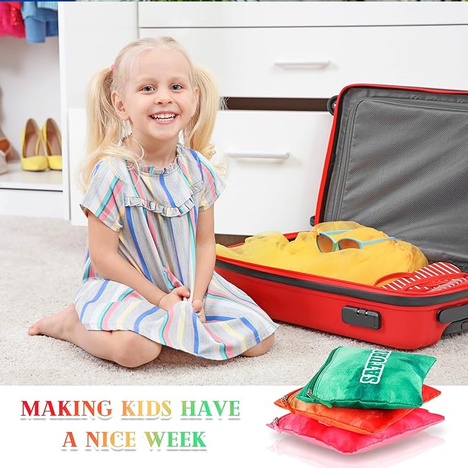 Paterr 7 Pcs Packing Cubes for Travel Kids Day of Week Compression Packing Bags Colorful Luggage Suitcase Organizers Bag for Travel(Gradient)