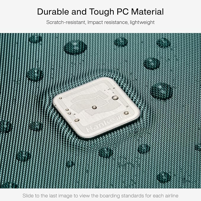 Hanke Grace Carry On Luggage with Wheels Airline Approved Hard Shell Suitcases with Front Pocket，Top Opening Luggage with TSA Lock for Short Business Travel，Blackish Green.